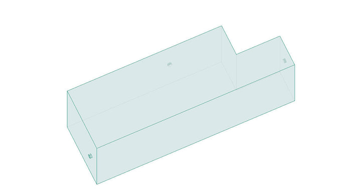Outline of a Malibu/Axis PNP 400 lbs rear FatSac, a large, rectangular water bag for boat ballast, with connection ports visible.