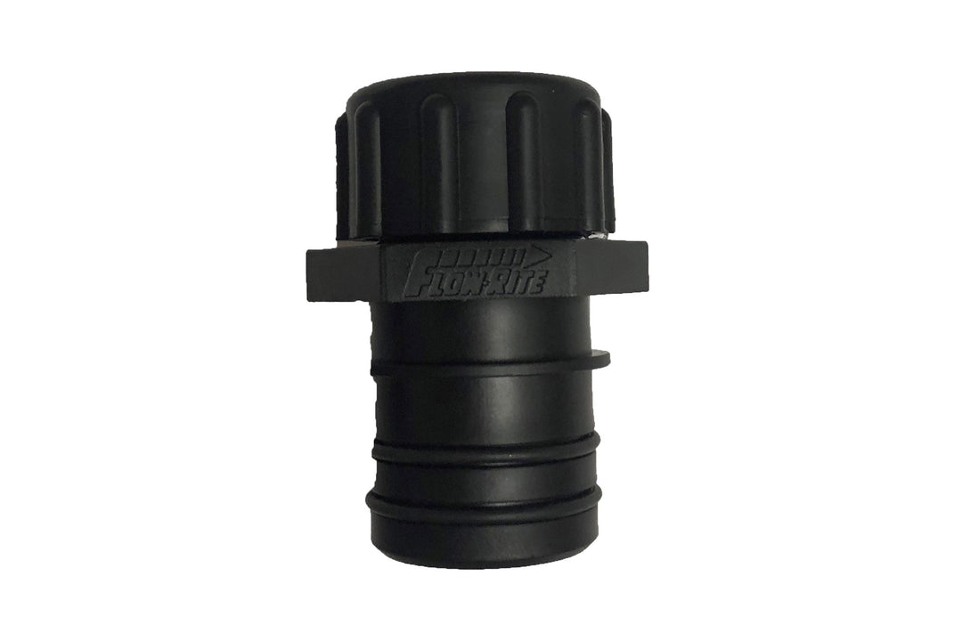 Flow Rite 1-1/8" plug for quick connection and sealing in irrigation or fluid transfer systems.