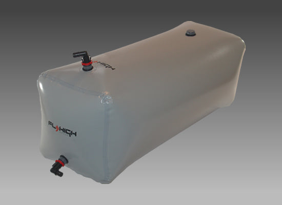 Rear Fatsac tank for Axis PNP, 750 lbs capacity, with inlet and outlet fittings, used for fat collection.
