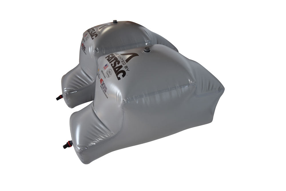 Set of Malibu PNP 570 lbs rear FatSacs inflatable bags for boat ballast, made of durable material with valve fittings.
