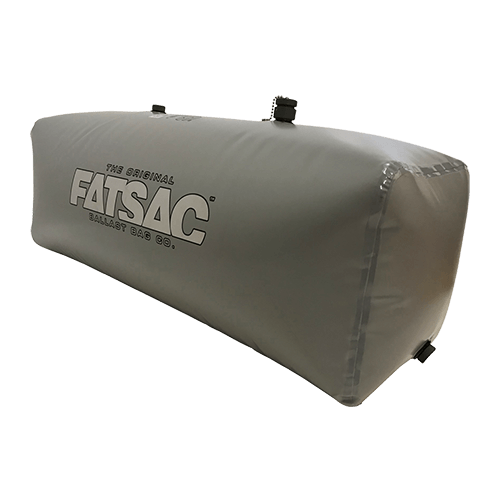 V-DRIVE SURF SAC with 400 lbs capacity, gray inflatable bag for surfboard transportation, featuring FATSAC branding and secure fittings.