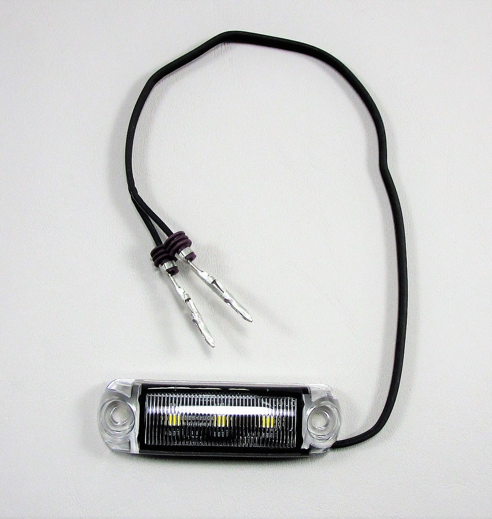 White Storage Tri Lite with black wiring and LED light, designed for vehicle or bike storage illumination.