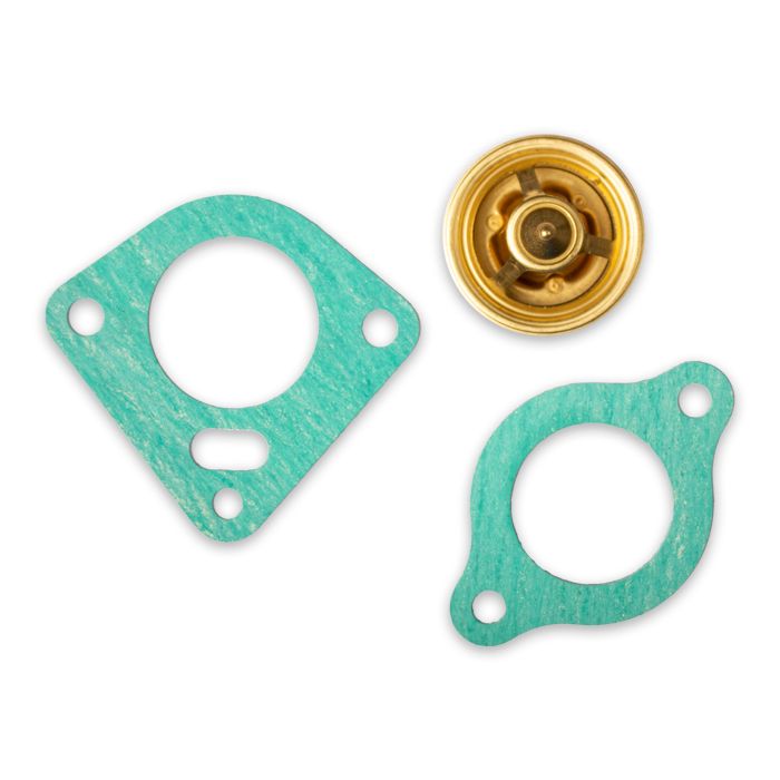 Thermostat kit with gaskets and a 160°F temperature sensor for heating system installation or repair.