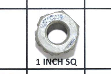 Metal Keps M10 Nut with a hexagonal shape, designed for M10 bolts, shown on a grid background.