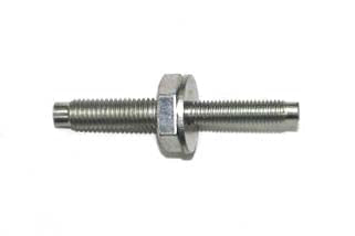 Ford 6.2 timing cover/RWP bracket stud, metal bolt with threaded ends and hex nut for engine repair.