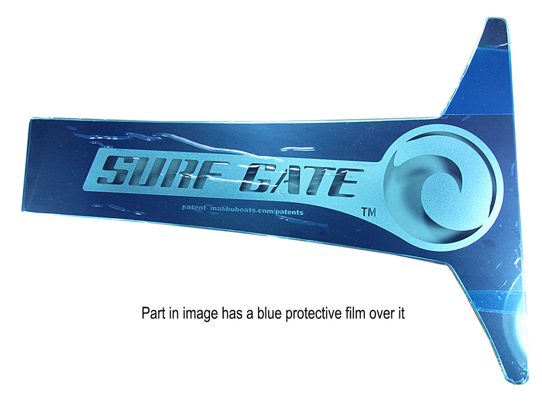 Blue Surf Gate Dress-up Plate with "SWIF GATE" branding and a circular control knob, featuring a protective film over it.