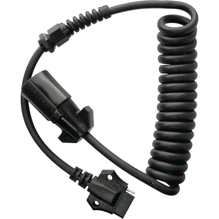Coil harness with 7 to 5 wiring connectors, flexible coiled design for automotive or electronic applications.