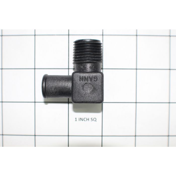 Nylon fitting with 1/2 NPT male thread and 5/8 inch size, designed for plumbing or pneumatic connections.