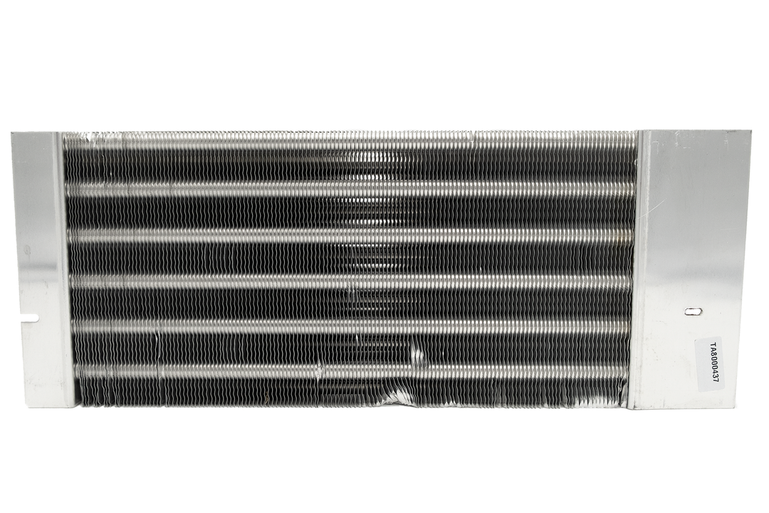 Maradyne 3-outlet heater core, compatible with specific models, featuring metal fins and inlet/outlet ports for heating systems.