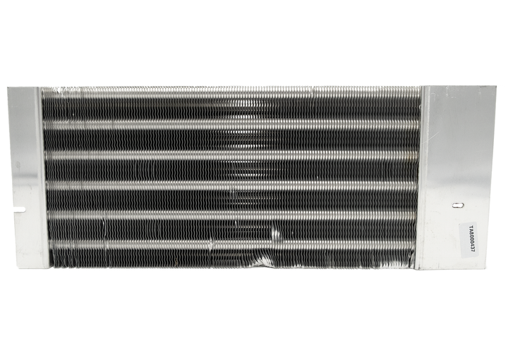 Maradyne 3-outlet heater core, compatible with specific models, featuring metal fins and inlet/outlet ports for heating systems.