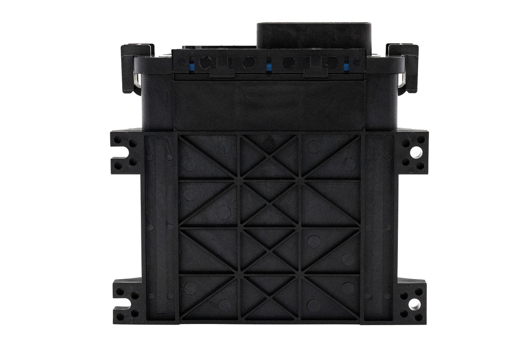 Orange Surf Gate Control Box, black and rectangular with mounting brackets, used to operate surf gate functions on a boat.