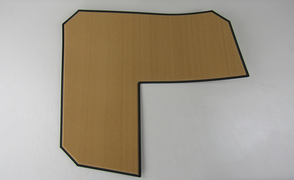 Mocha-colored Tread-Style transom step pad with a black border, designed for boat transom installation.