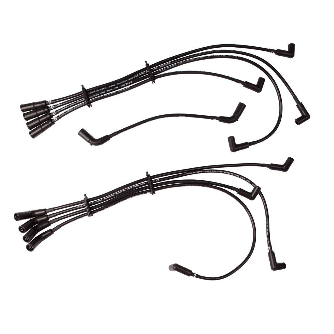 Black ignition wire set with multiple connectors and angled boots for HVS engine, designed for automotive ignition systems.