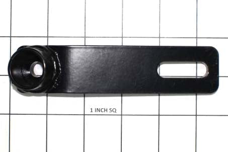 Black impeller housing bracket Part B with mounting hole, 6.2 size, on a grid background for scale.