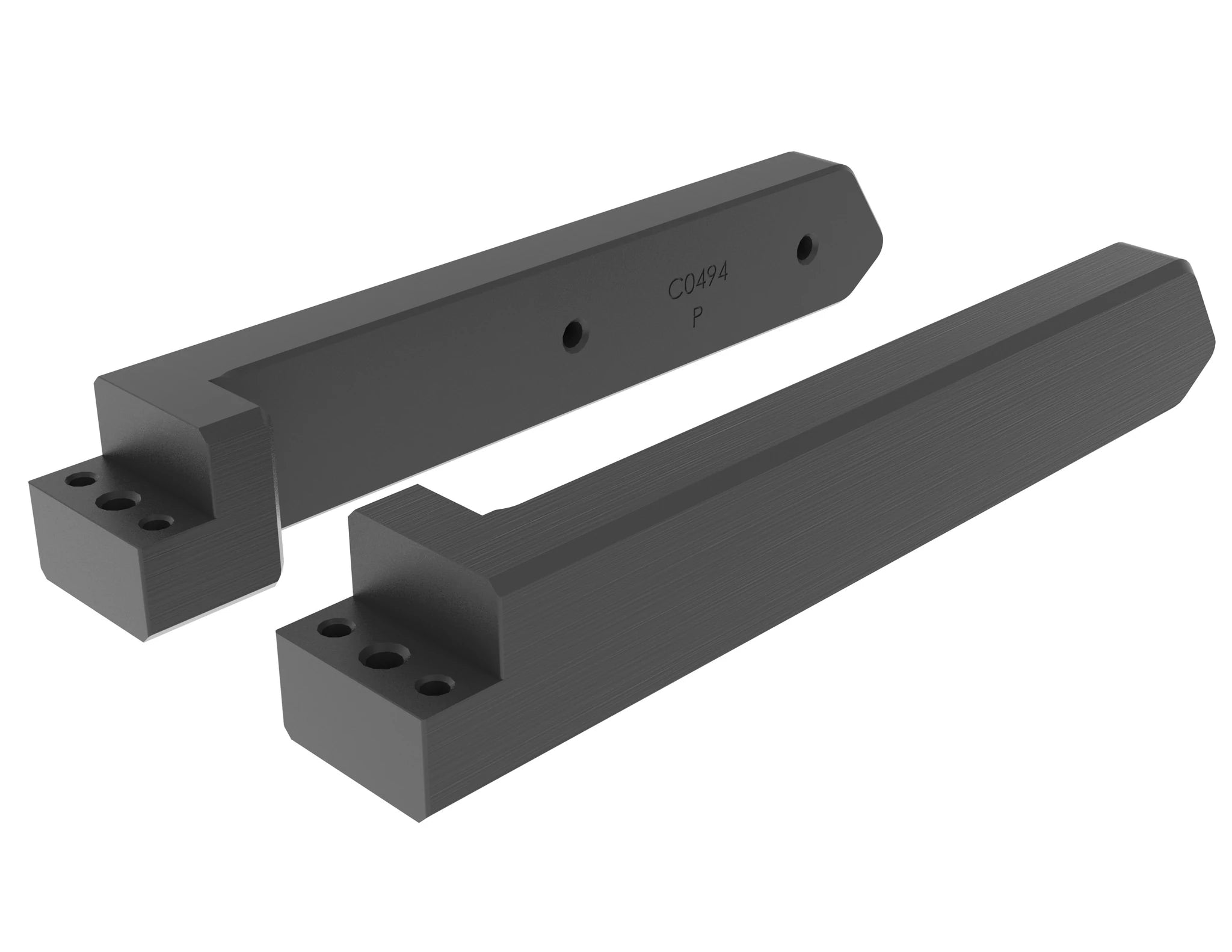 Skylock Pro-4 and Springlock Tower Adapter components in black, featuring mounting holes and precise machining details.
