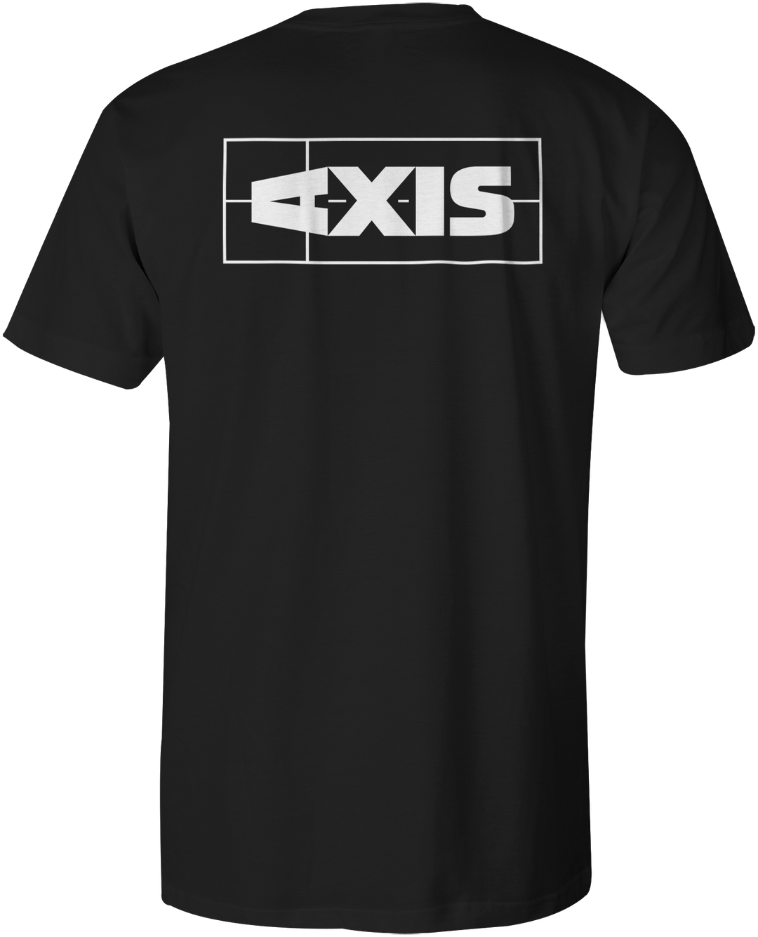 Black Axis Logo T-shirt with a large white rectangular logo featuring the word "AXIS" on the back.
