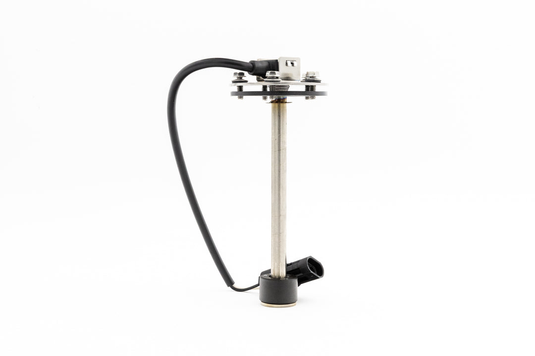 Sending unit, WEMA, 6-inch, with metal rod, electrical connector, and mounting hardware, used for fluid level measurement.