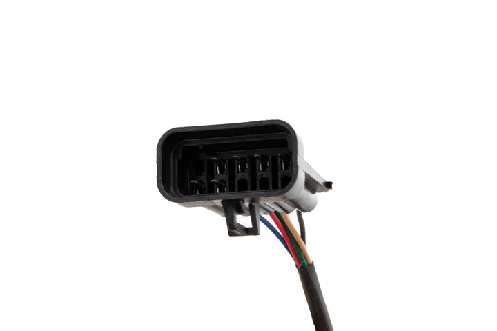 Malibu Control Mefi-6 connector with multicolored wires, used for irrigation system control and automation.