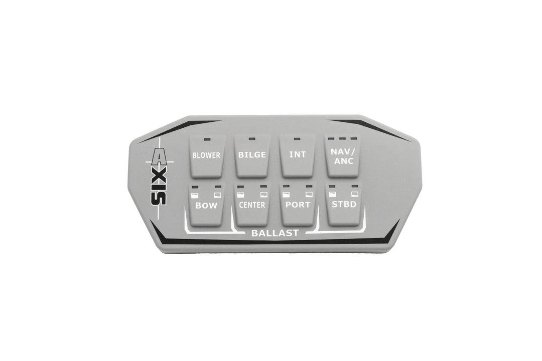 Axis 2x4 keypad with port, model 17-21, featuring labeled buttons for blower, bilge, intake, navigation, and ballast control.