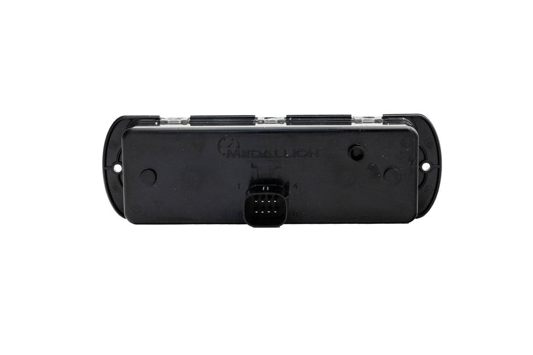 Back view of a black Right Mux Switch Module with connector port and branding, isolated on a white background.