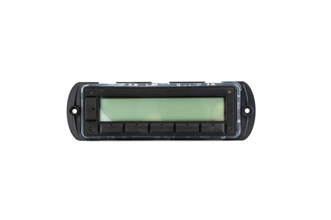 Rear Mux Switch Module for 2009-2010 vehicles, black with a digital display and five control buttons.