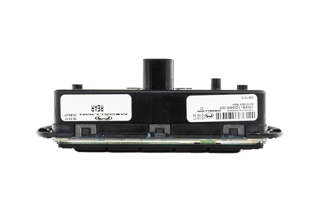 Rear Mux Switch Module for 2009-2010 vehicles, black plastic, with connectors and labels, used for vehicle control systems.