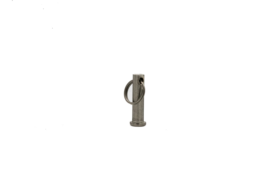 Metal power wedge retainer with a circular ring attached, designed to secure components in mechanical or industrial applications.