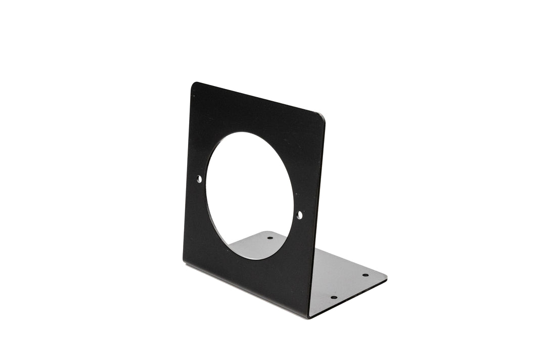 Single outlet heater bracket with a black metal frame and circular opening for a 3-louver outlet, designed for wall mounting.