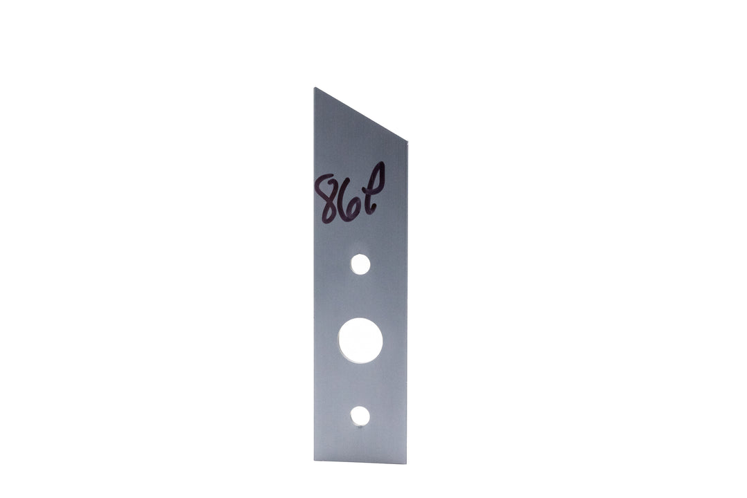 Metal speaker mount with inside port, labeled "86L," designed for tower GV speakers, with multiple mounting holes.