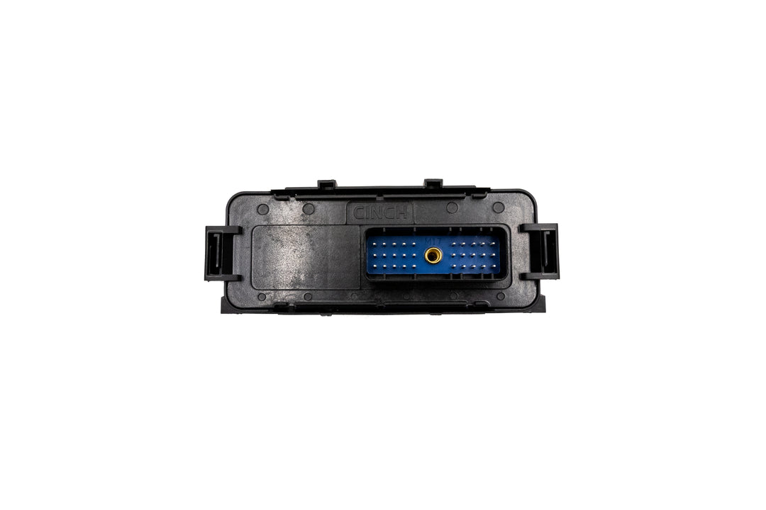 White surf gate control box with a blue connector and gold pin, designed for managing surf system functions on boats.