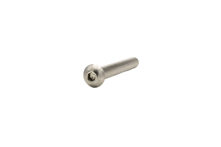 Stainless steel bolt, 3/8"-16 x 3 inches, with hex socket drive, isolated on white background.