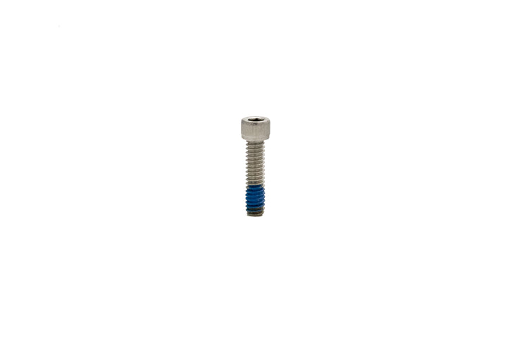 Steel socket head bolt, 1/4-20 x 1 inch, with blue thread-locking compound on the threaded end.