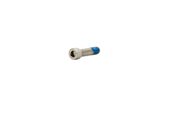 Socket head bolt, 1/4-20 x 1 inch, with a hex socket drive and blue thread locking compound on the threads.