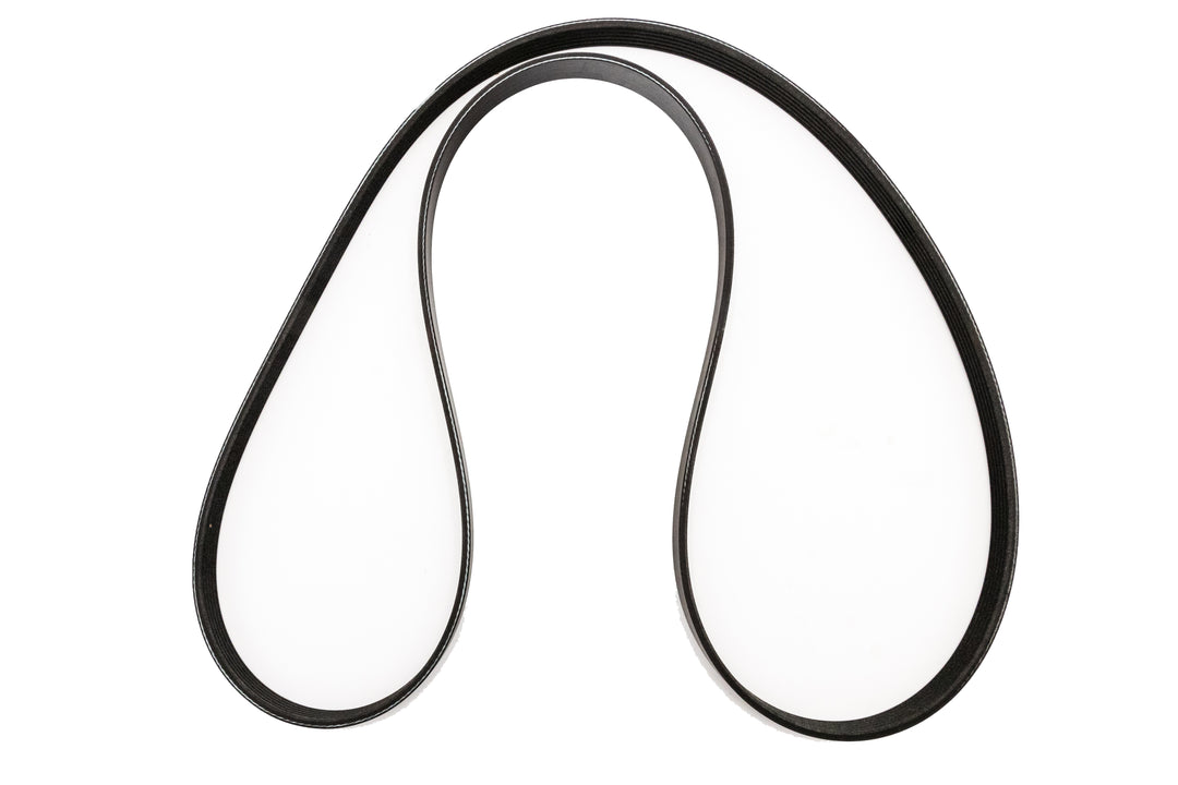 Black serpentine belt for a 6.0 engine, used to drive the alternator and other accessories.