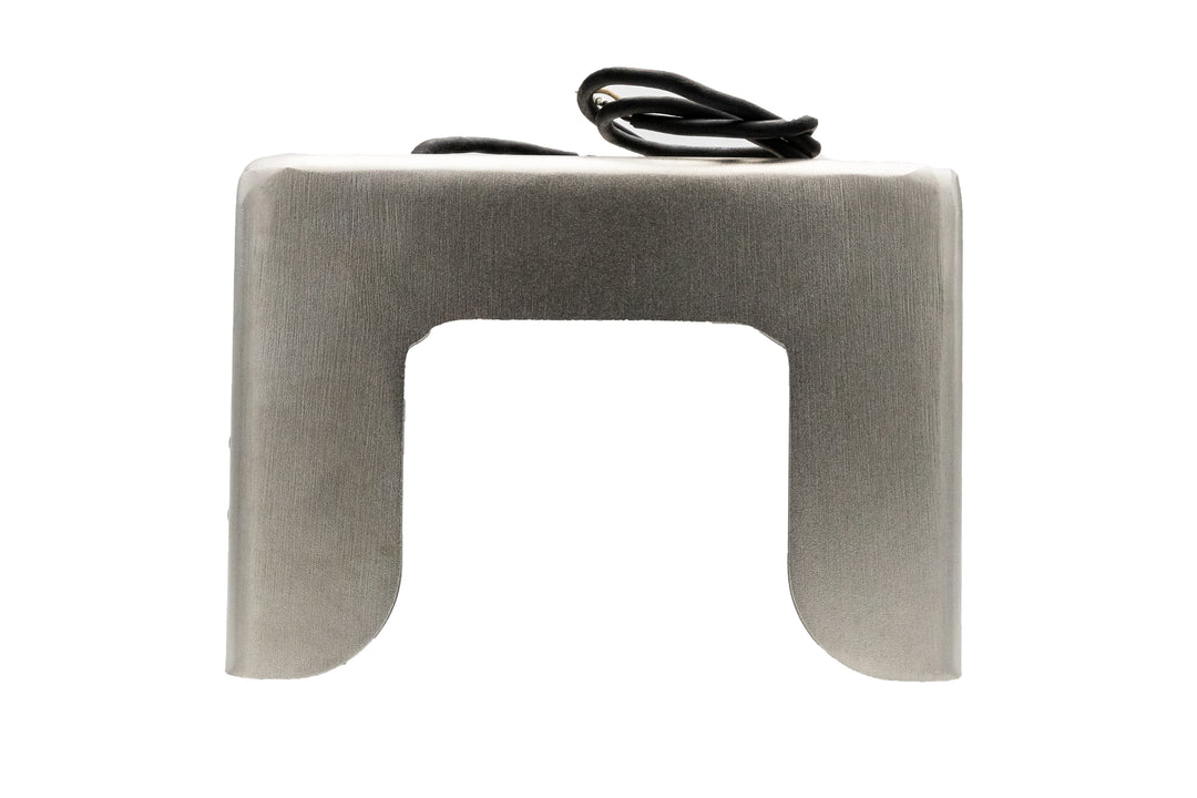 Wedge transom bracket in shot-peened stainless steel with CPI sensor, Axis Rev2, 17, designed for structural support.