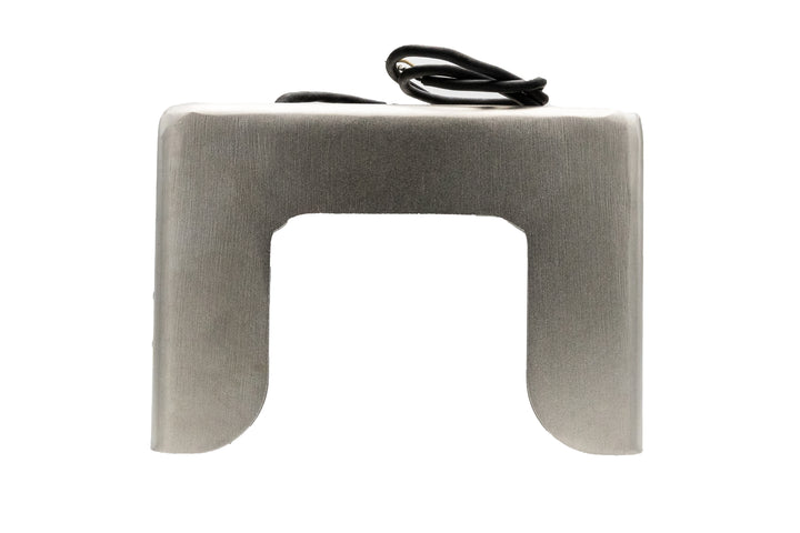 Wedge transom bracket in shot-peened stainless steel with CPI sensor, Axis Rev2, 17, designed for structural support.
