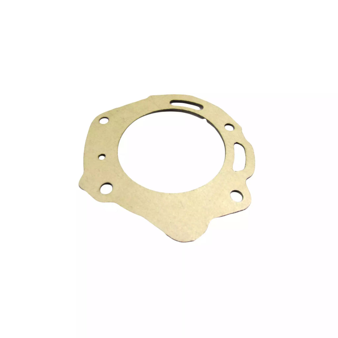 Exhaust manifold to elbow gasket, metal sealing part for engine exhaust system, with multiple bolt holes for secure fit.