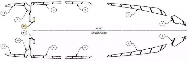 Diagram of the M240 top deck with labeled parts, showing the soft grip handle and structural components.