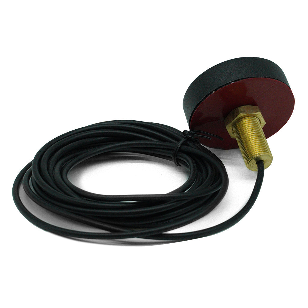 GPS puck antenna with harness for chart plotting, KSWXML, 15-foot cable, black and red housing, used for navigation systems.