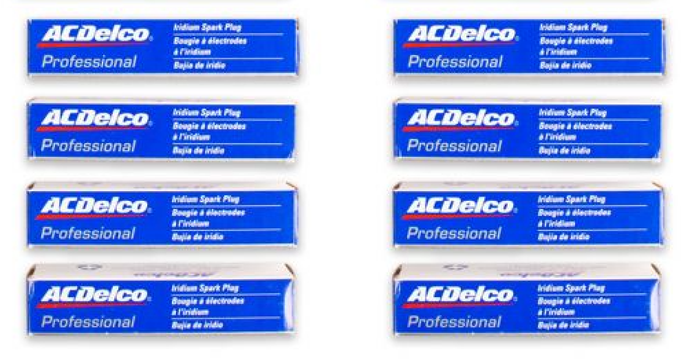 Six blue and white boxes of ACDelco professional spark plugs, labeled "Indmar Spark Plug Set," arranged in two rows.