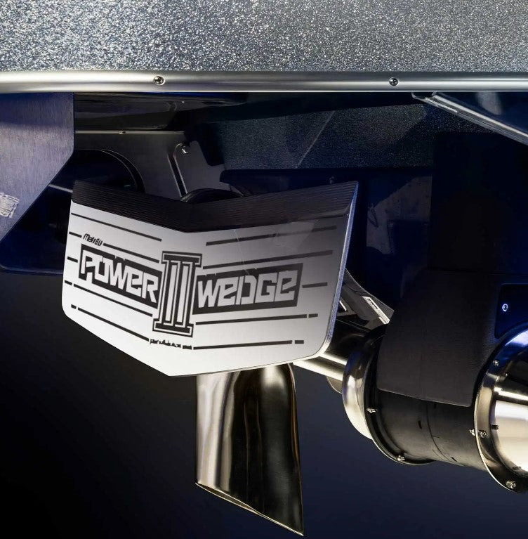 Close-up of a Power Wedge III, Integrated SP hydrofoil on a Malibu boat, designed for 19-22&