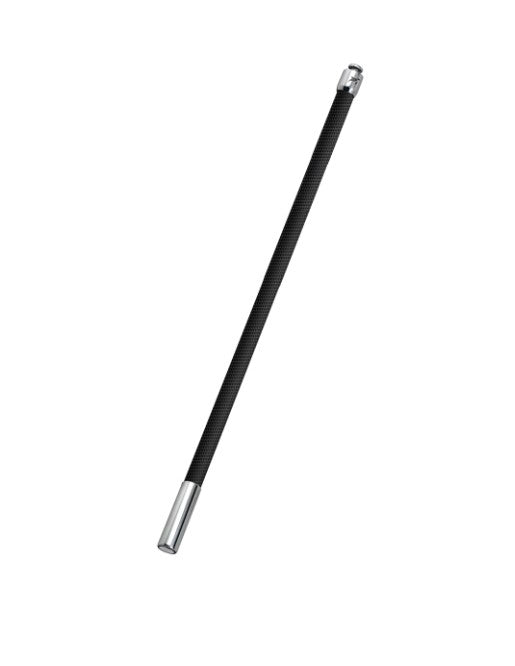 Support pole with mesh awning, featuring a black textured surface and metal ends for outdoor shade and protection.