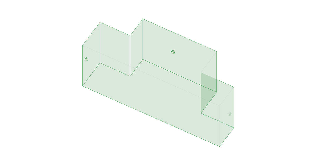 3D rendering of a Malibu PNP 550 lbs Rear FatSac water bag for boat ballast, shown in a transparent green outline.