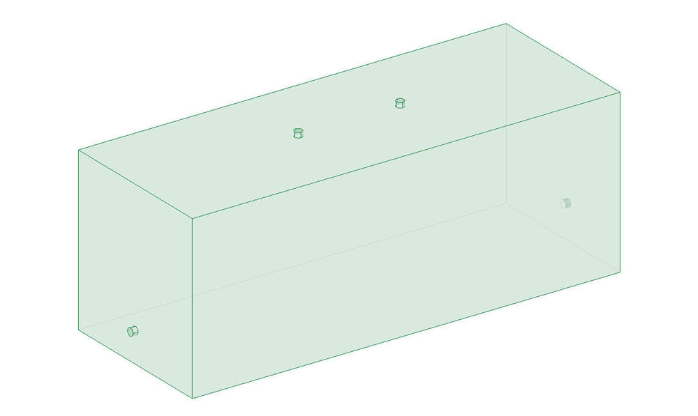 3D model of Axis PNP 400 lbs Rear FatSac, a rectangular inflatable bag for vehicle suspension enhancement.