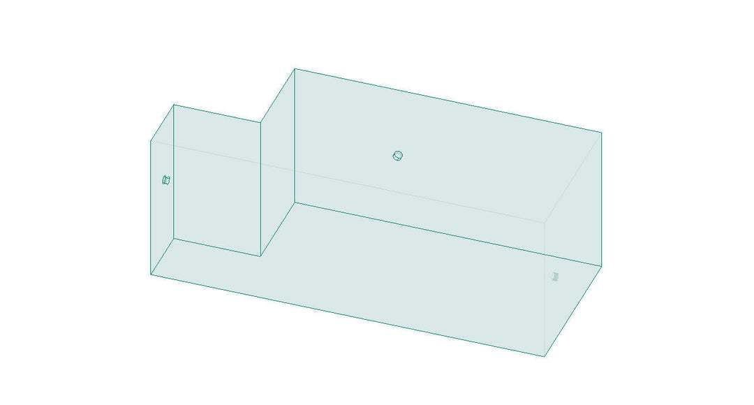 Transparent 3D model of Axis PNP 900 lbs Rear FatSac, a rectangular component with mounting holes, used for vehicle suspension.