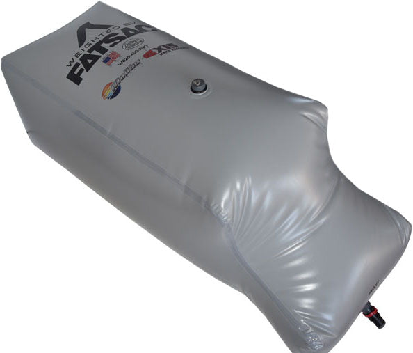 Malibu/Axis PNP 400 lbs rear FatSac water bag for ballast, with a gray, durable, inflatable design and a fill valve on top.