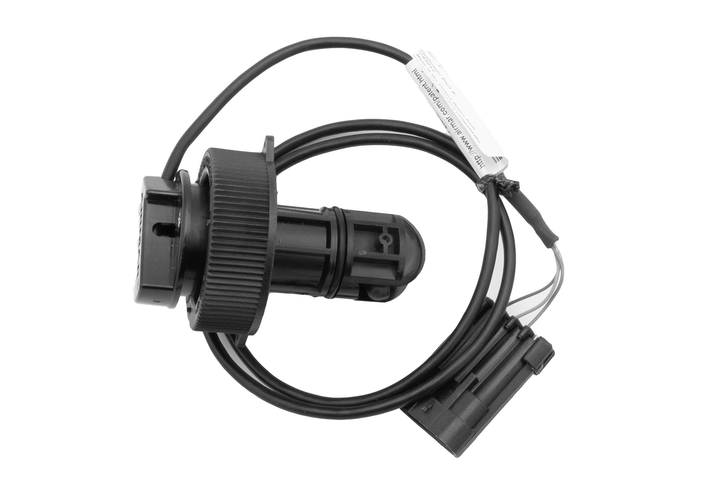 Airmar paddle wheel speed sensor with temperature, 3-foot cable, and electrical connector for marine applications.