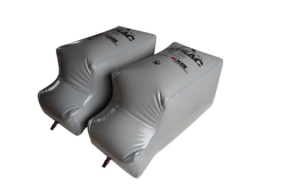 Rear FatSac for Axis PNP, 900 lbs capacity, inflatable water ballast for wakeboarding boats, silver color, durable material.