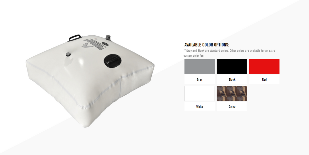 White universal 500lb. weight bag with black and gray color options, featuring a black handle and a valve on top.