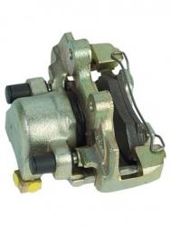 9.75-inch final assembly left-hand caliper for vehicle braking system, with metal components and black brake pad.